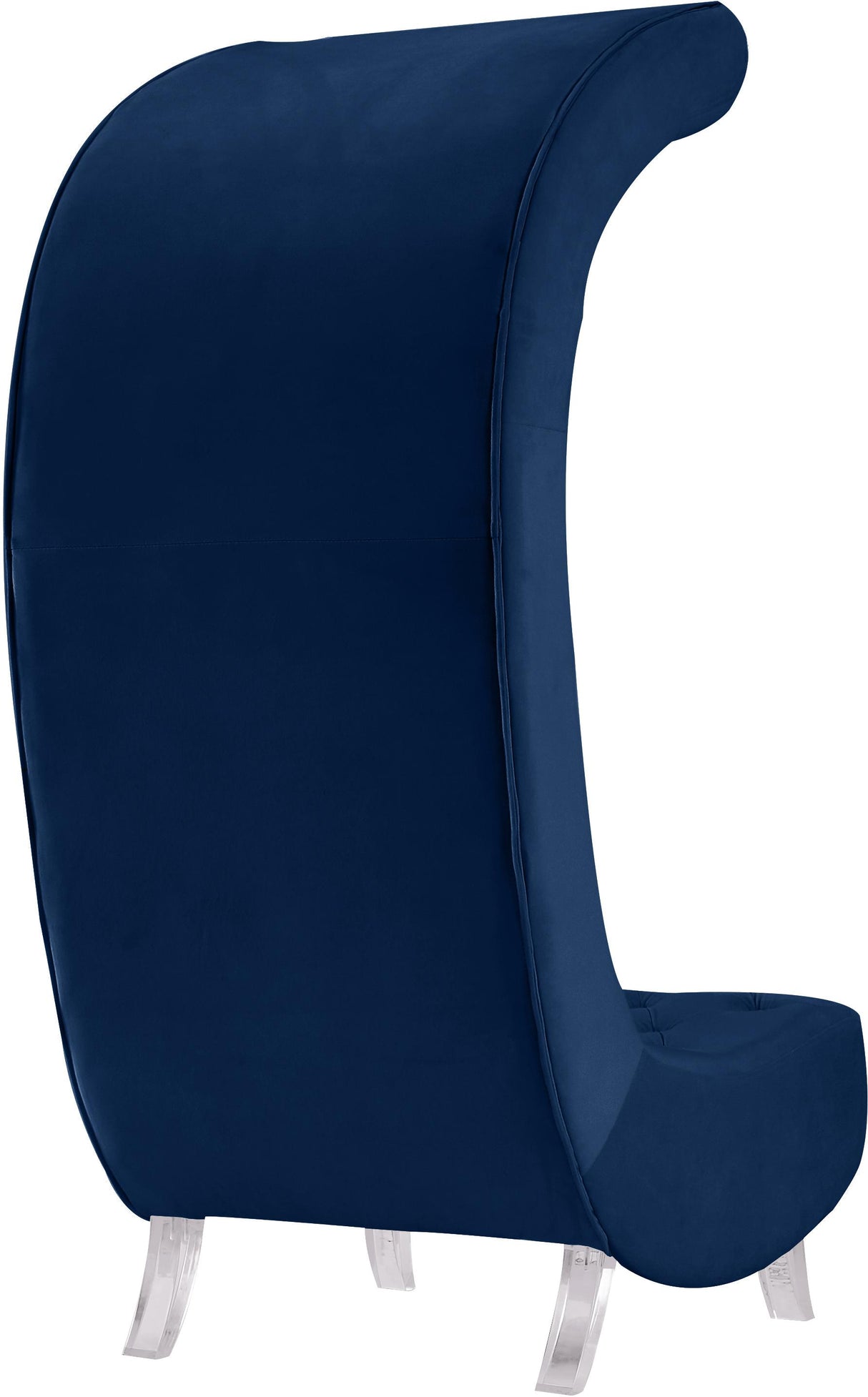 Crescent Navy Velvet Accent Chair - galleria furniture outlet