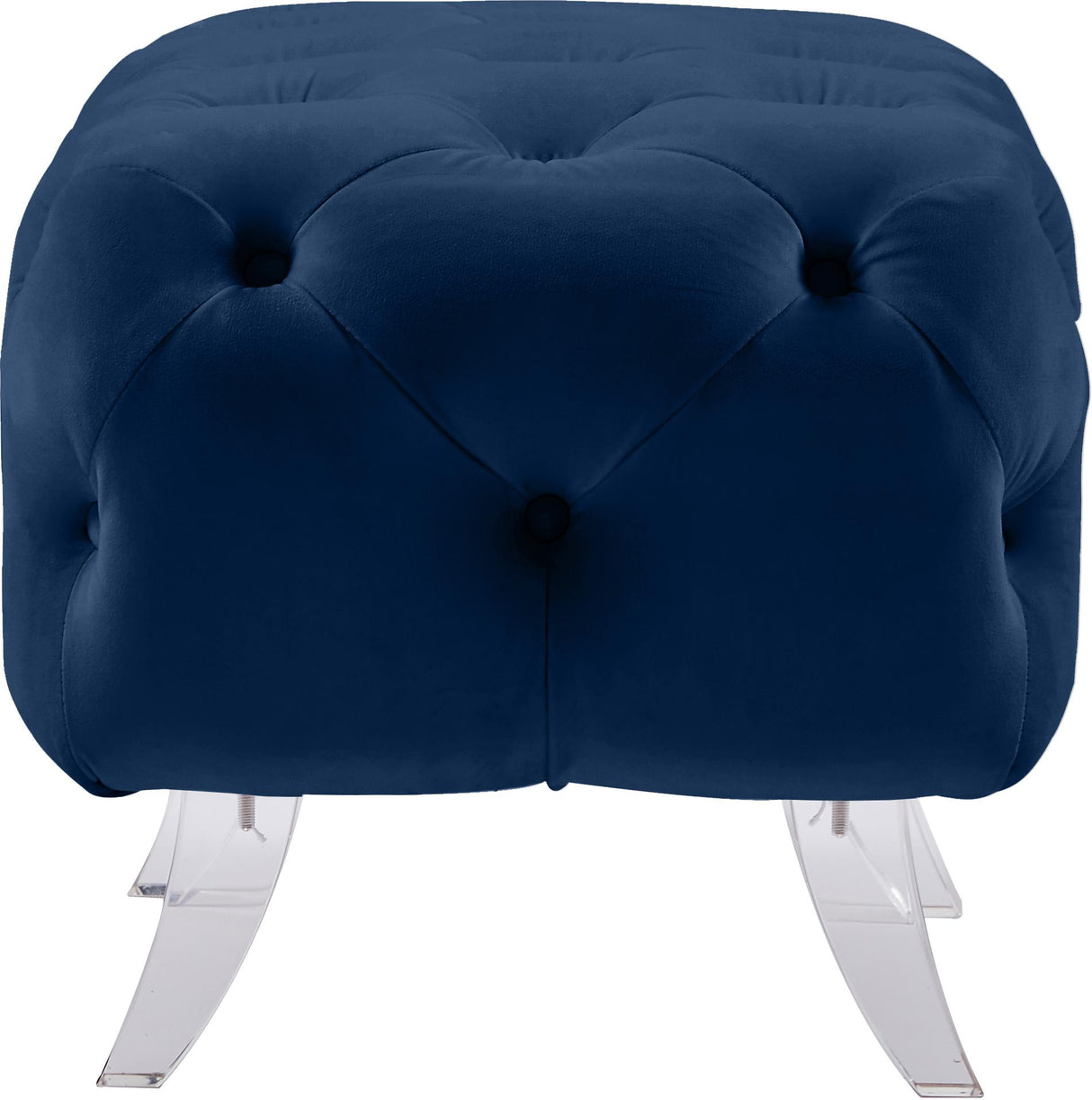 Crescent Navy Velvet Ottoman - galleria furniture outlet