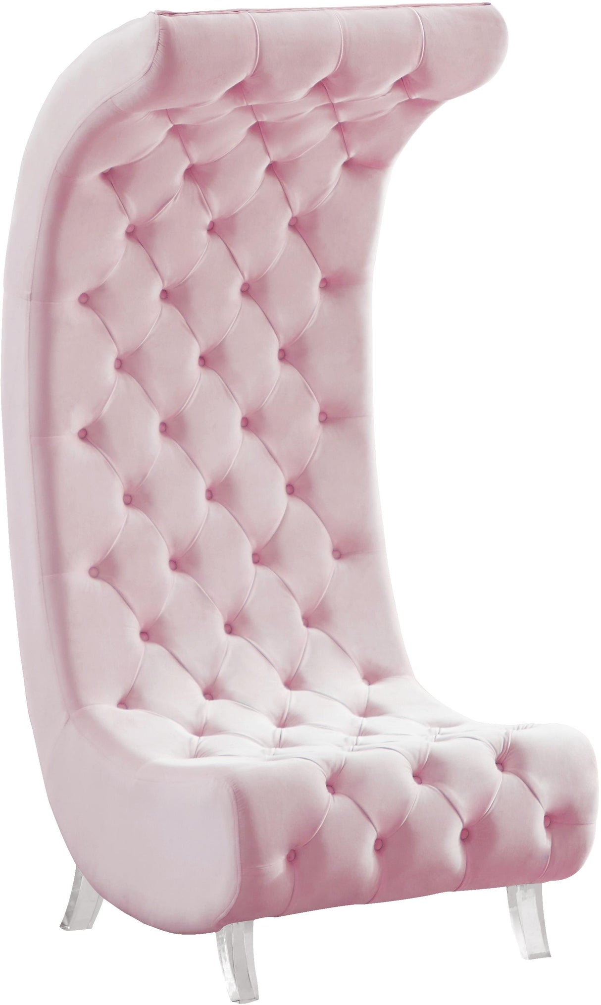 Crescent Pink Velvet Accent Chair - galleria furniture outlet
