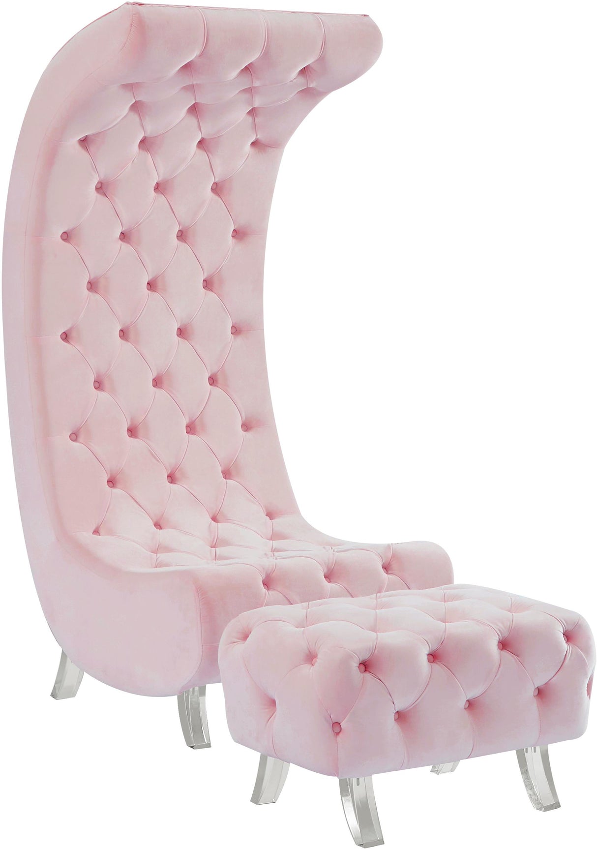 Crescent Pink Velvet Accent Chair - galleria furniture outlet
