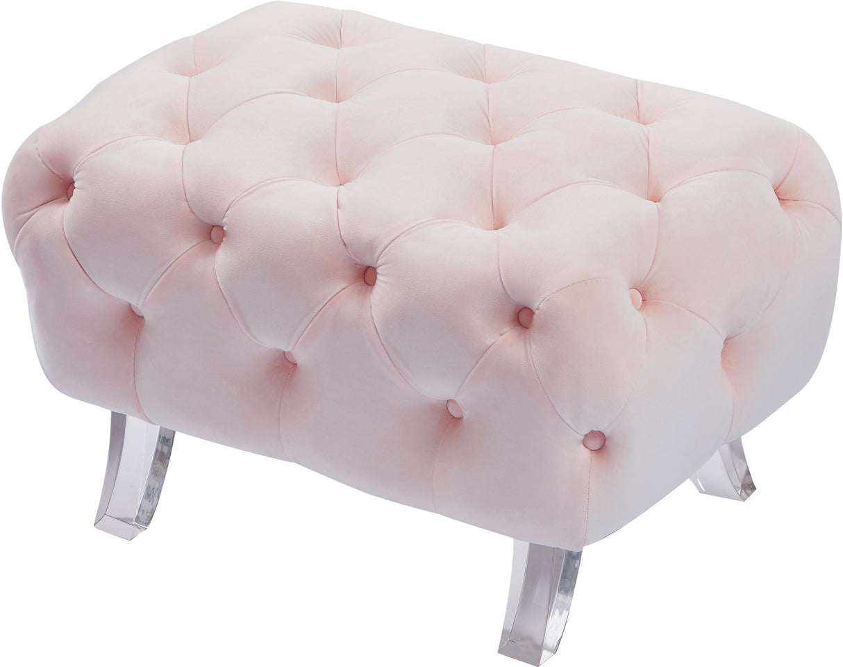 Crescent Pink Velvet Ottoman - galleria furniture outlet