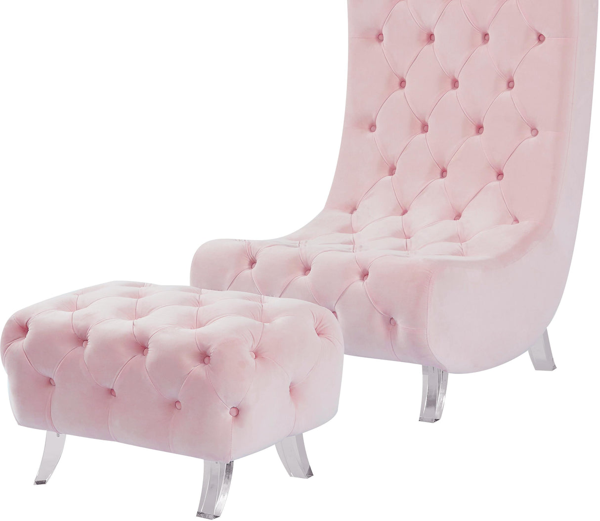Crescent Pink Velvet Ottoman - galleria furniture outlet