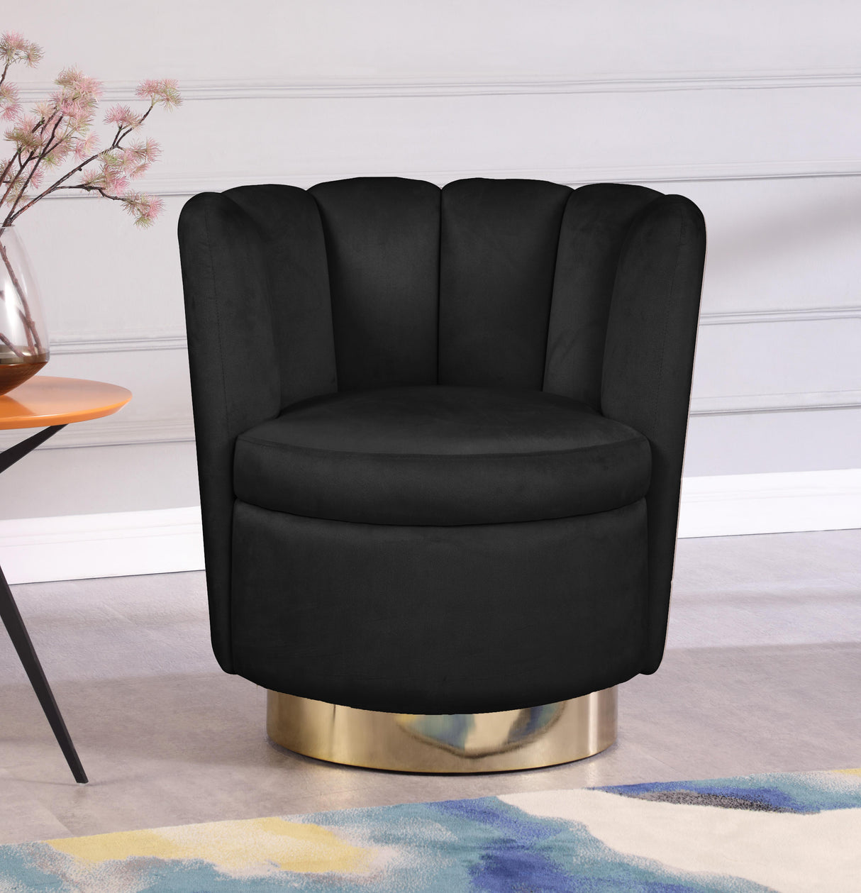 Lily Black Velvet Accent Chair - galleria furniture outlet