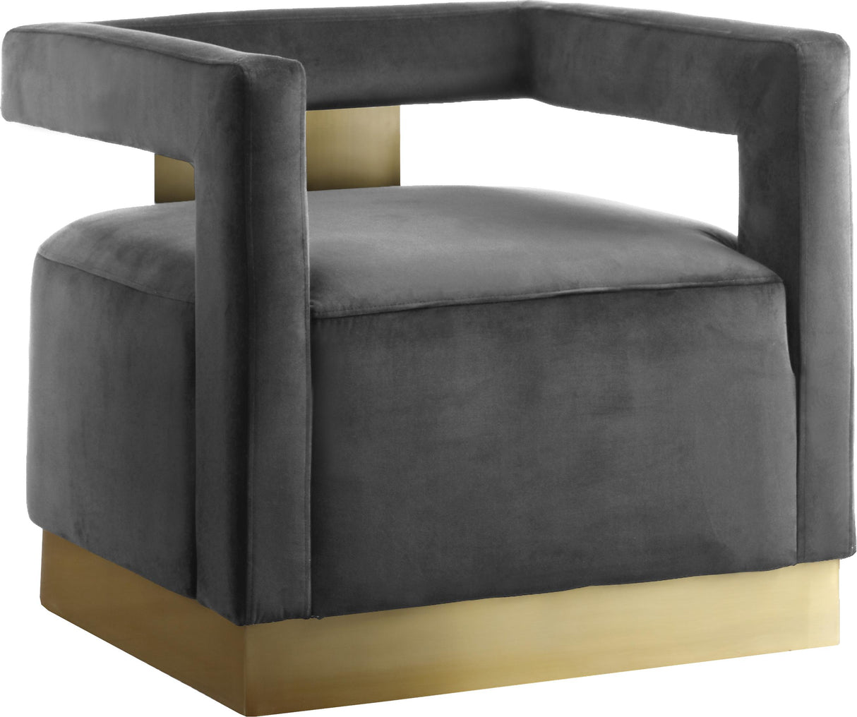 Armani Grey Velvet Accent Chair - galleria furniture outlet