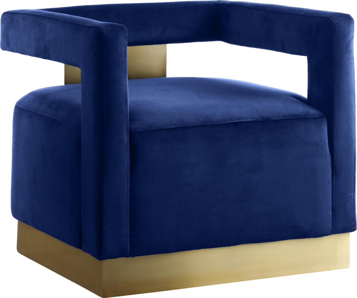 Armani Navy Velvet Accent Chair - galleria furniture outlet