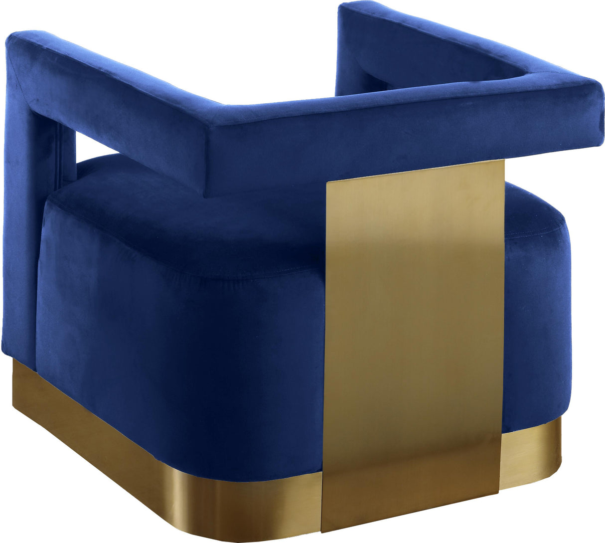 Armani Navy Velvet Accent Chair - galleria furniture outlet