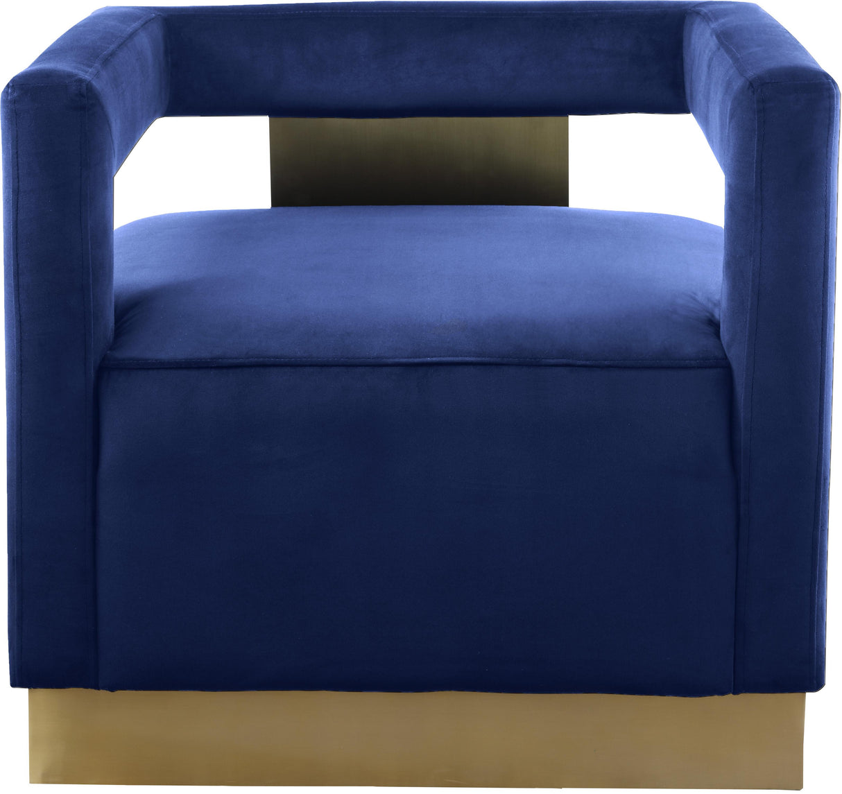 Armani Navy Velvet Accent Chair - galleria furniture outlet
