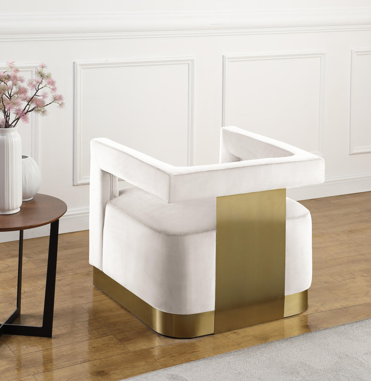 Armani Cream Velvet Accent Chair - galleria furniture outlet