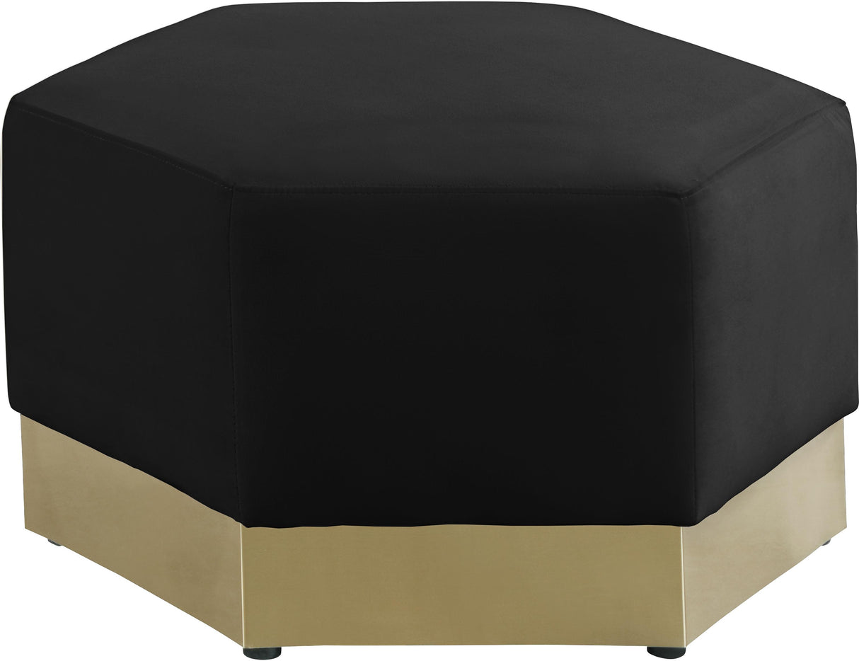 Marquis Black Velvet Ottoman - galleria furniture outlet