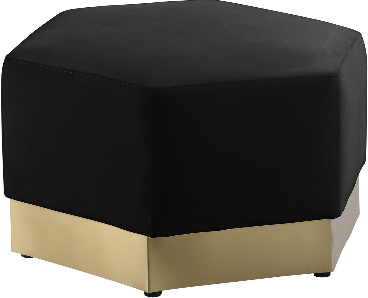 Marquis Black Velvet Ottoman - galleria furniture outlet