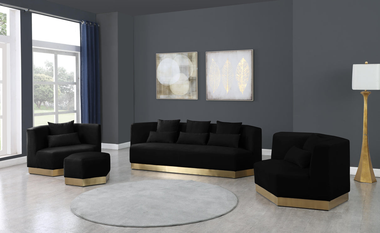 Marquis Black Velvet Sofa - galleria furniture outlet