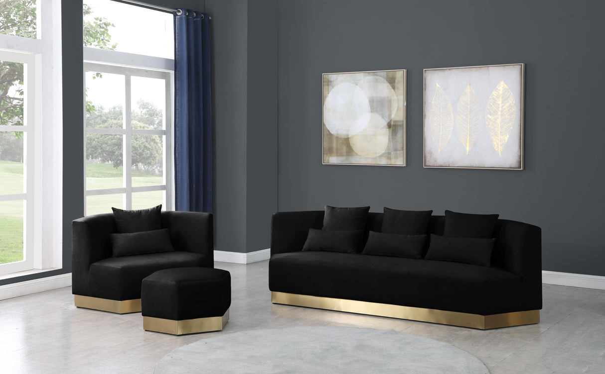 Marquis Black Velvet Sofa - galleria furniture outlet