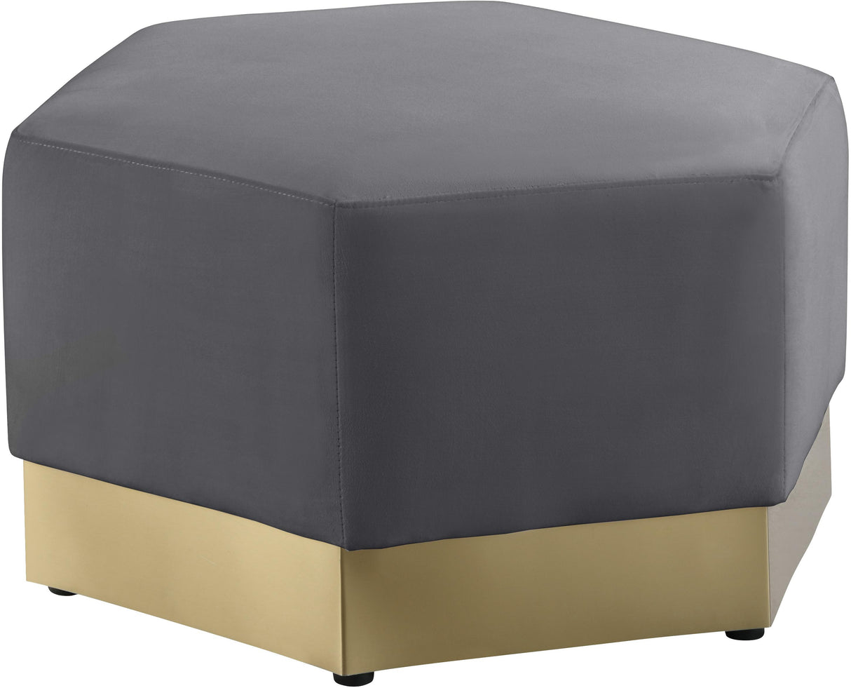 Marquis Grey Velvet Ottoman - galleria furniture outlet