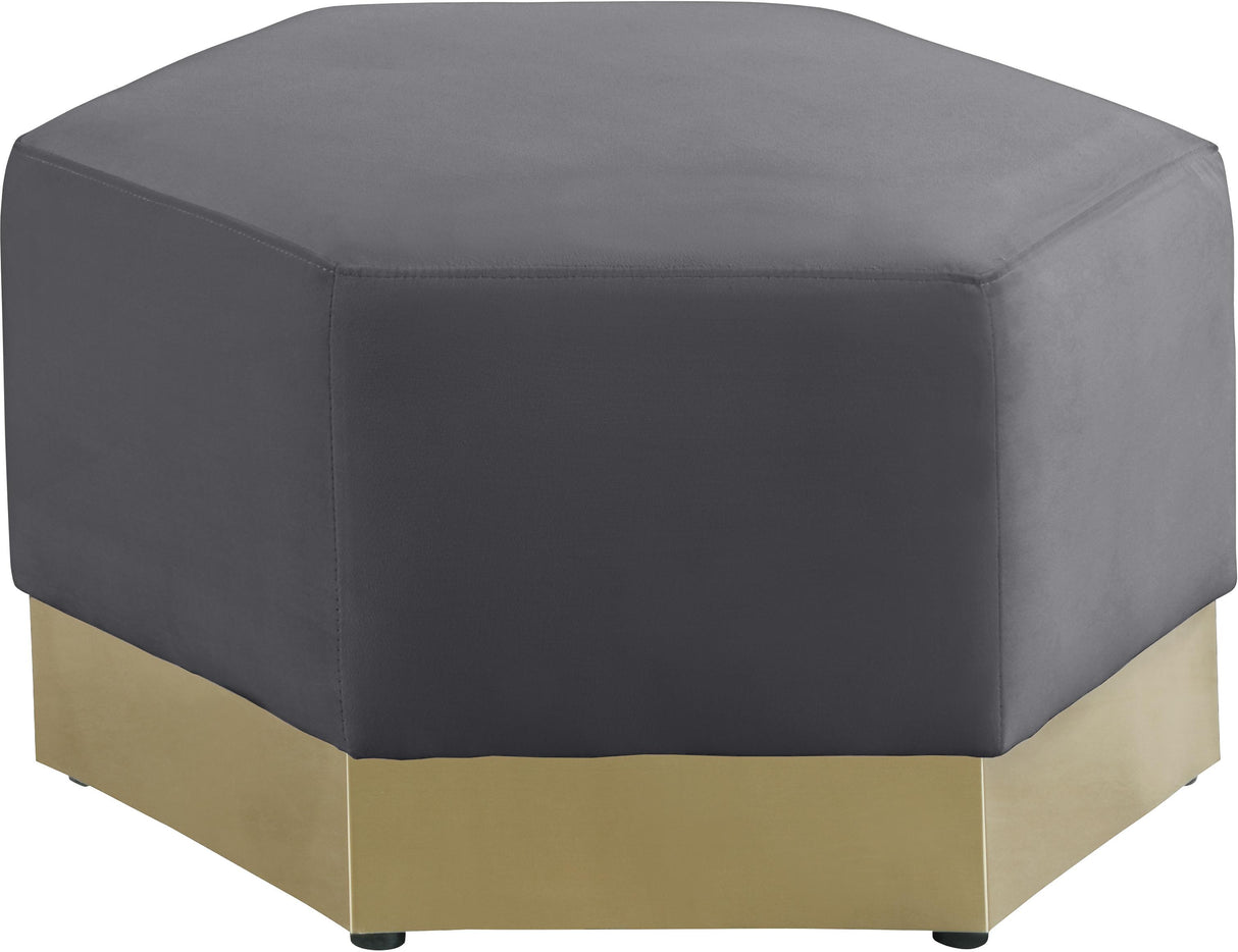 Marquis Grey Velvet Ottoman - galleria furniture outlet