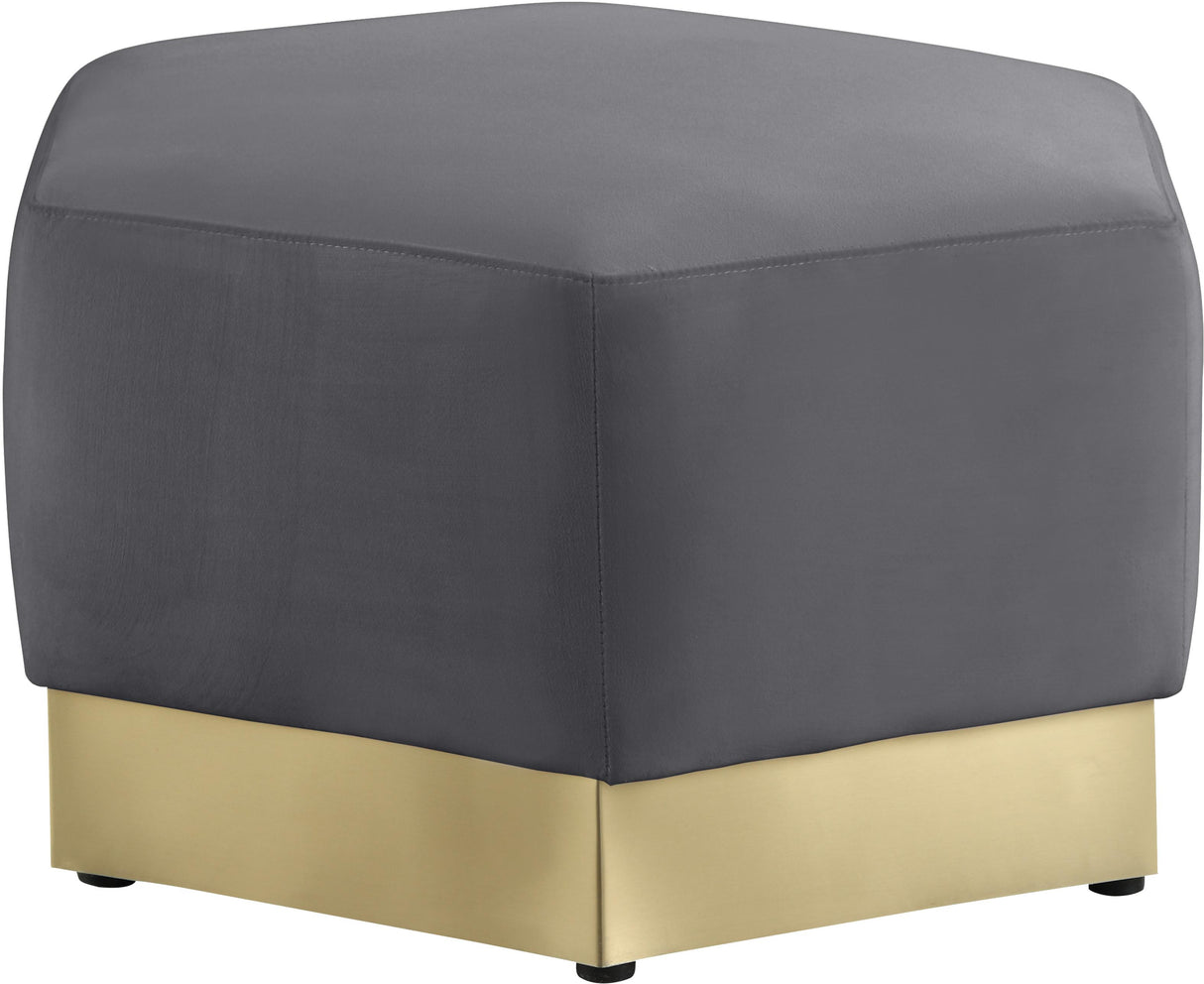 Marquis Grey Velvet Ottoman - galleria furniture outlet