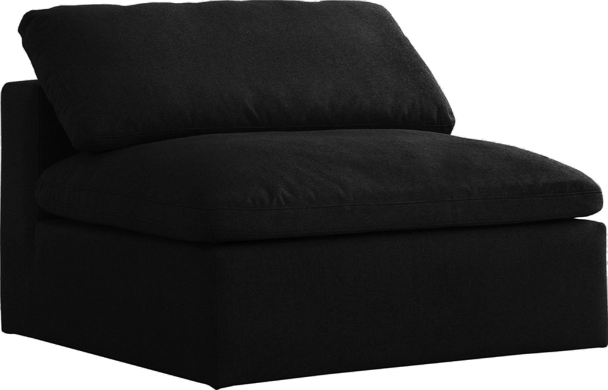 Serene Black Linen Fabric Deluxe Cloud Armless Chair - galleria furniture outlet