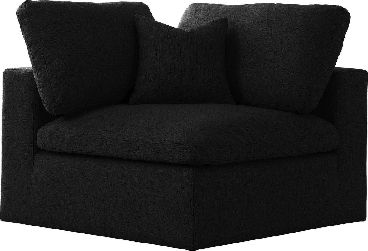 Serene Black Linen Fabric Deluxe Cloud Corner Chair - galleria furniture outlet