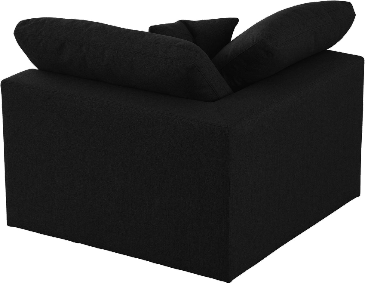 Serene Black Linen Fabric Deluxe Cloud Corner Chair - galleria furniture outlet
