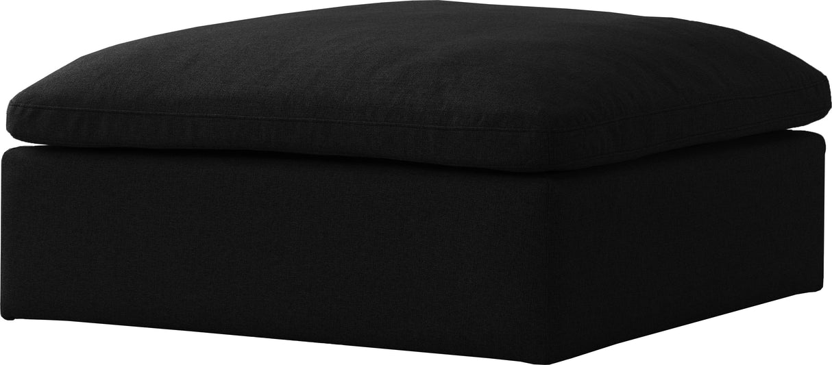Serene Black Linen Fabric Deluxe Cloud Ottoman - galleria furniture outlet
