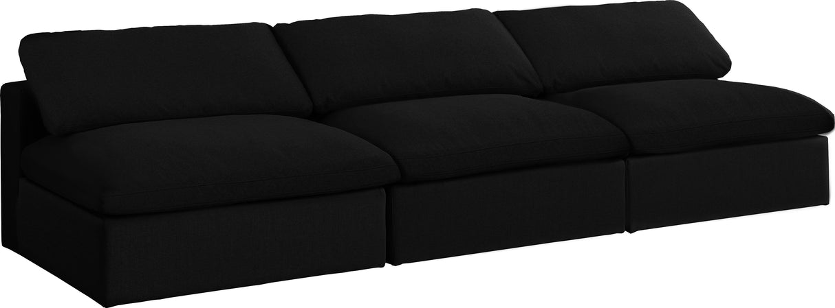 Serene Black Linen Fabric Deluxe Cloud Modular Armless Sofa - galleria furniture outlet