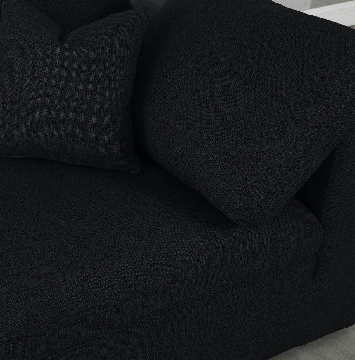 Serene Black Linen Fabric Deluxe Cloud Corner Chair - galleria furniture outlet