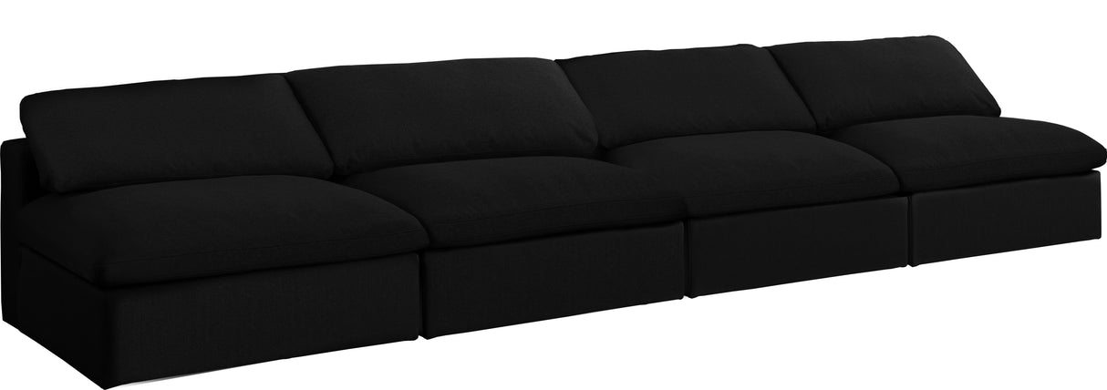 Serene Black Linen Fabric Deluxe Cloud Modular Armless Sofa - galleria furniture outlet