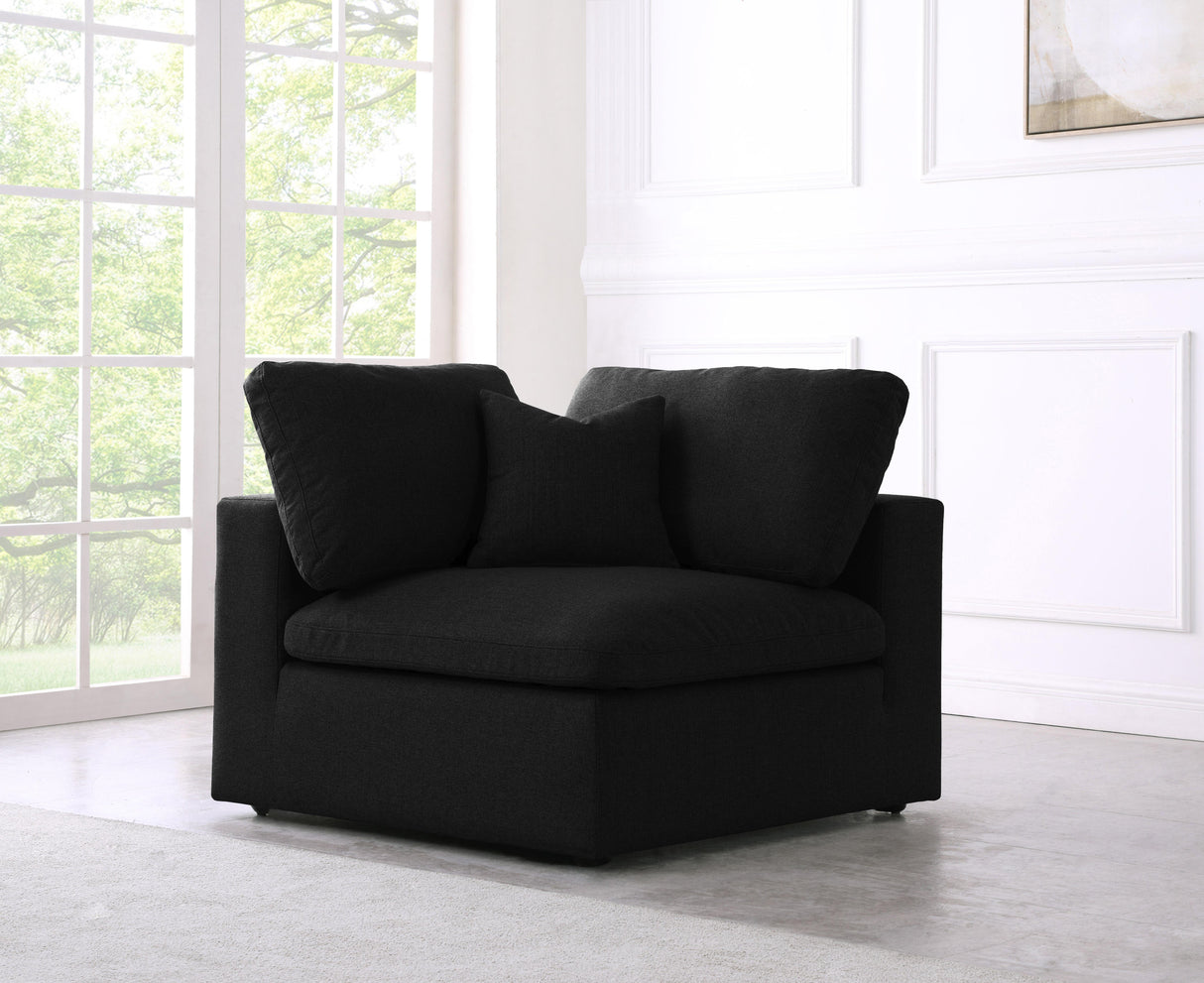 Serene Black Linen Fabric Deluxe Cloud Corner Chair - galleria furniture outlet