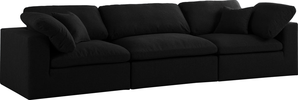 Serene Black Linen Fabric Deluxe Cloud Modular Sofa - galleria furniture outlet