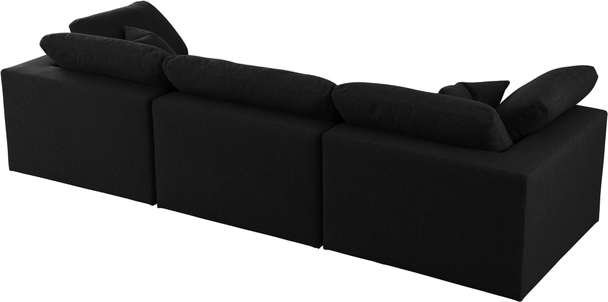 Serene Black Linen Fabric Deluxe Cloud Modular Sofa - galleria furniture outlet