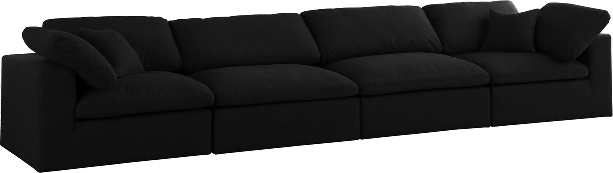 Serene Black Linen Fabric Deluxe Cloud Modular Sofa - galleria furniture outlet
