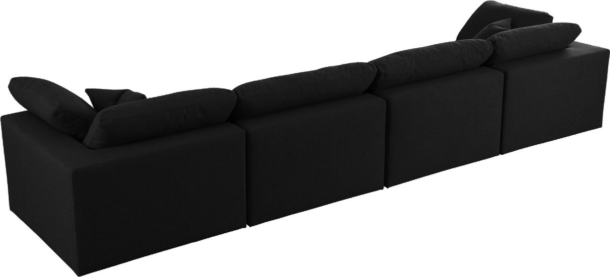 Serene Black Linen Fabric Deluxe Cloud Modular Sofa - galleria furniture outlet