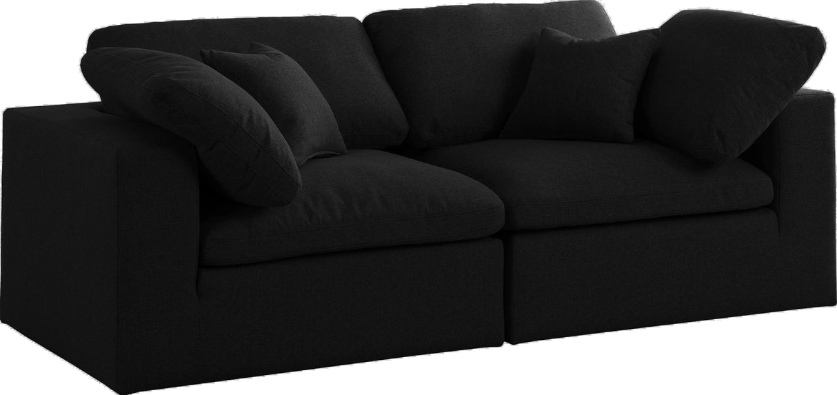 Serene Black Linen Fabric Deluxe Cloud Modular Sofa - galleria furniture outlet