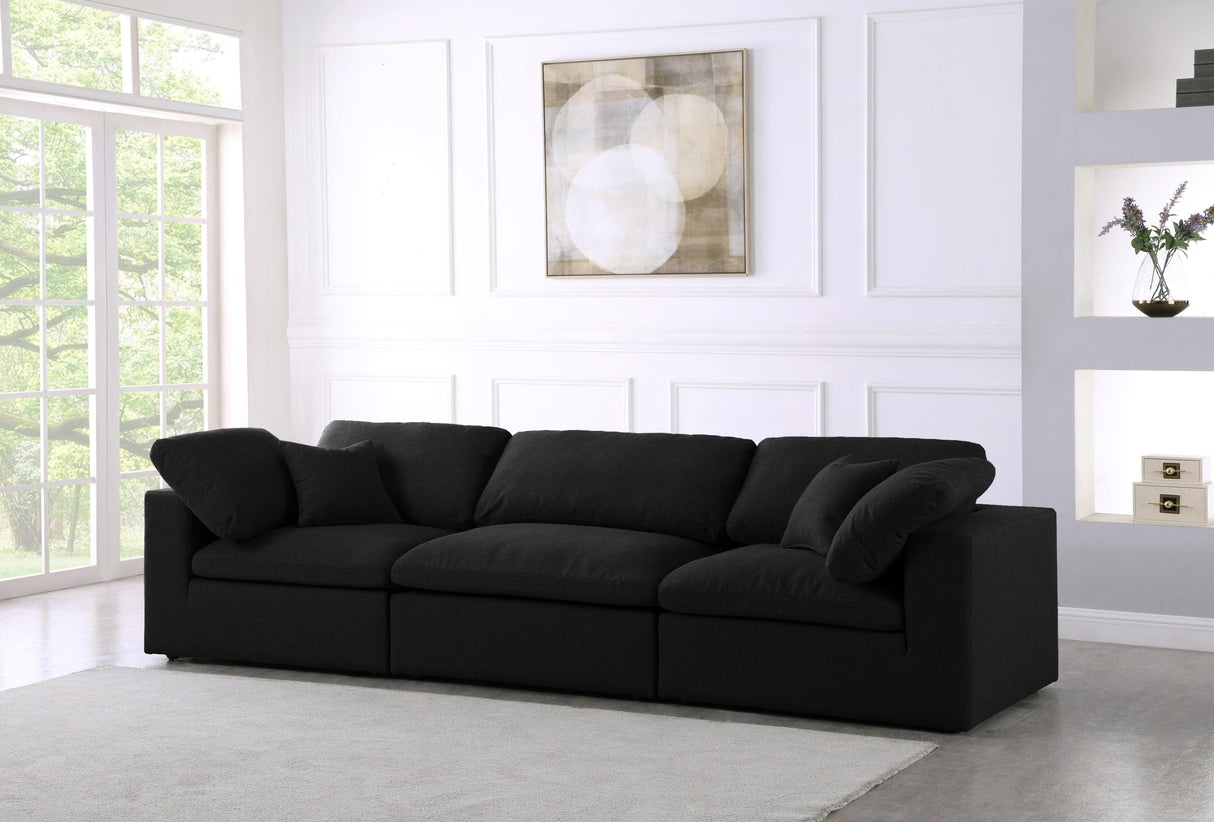 Serene Black Linen Fabric Deluxe Cloud Modular Sofa - galleria furniture outlet