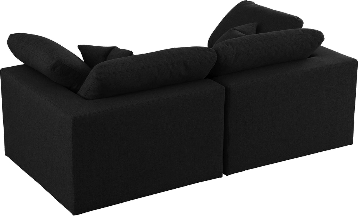 Serene Black Linen Fabric Deluxe Cloud Modular Sofa - galleria furniture outlet