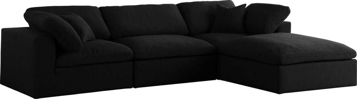 Serene Black Linen Fabric Deluxe Cloud Modular Sectional - galleria furniture outlet