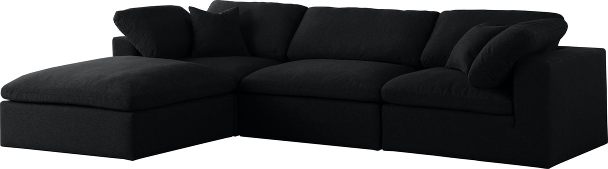 Serene Black Linen Fabric Deluxe Cloud Modular Sectional - galleria furniture outlet