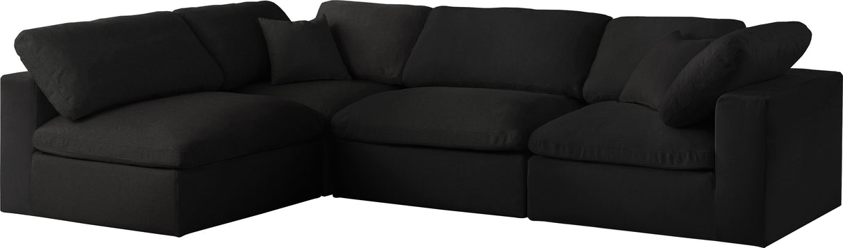 Serene Black Linen Fabric Deluxe Cloud Modular Sectional - galleria furniture outlet