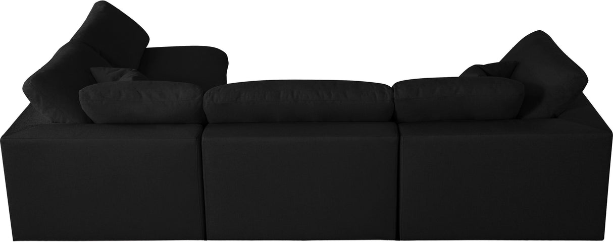 Serene Black Linen Fabric Deluxe Cloud Modular Sectional - galleria furniture outlet