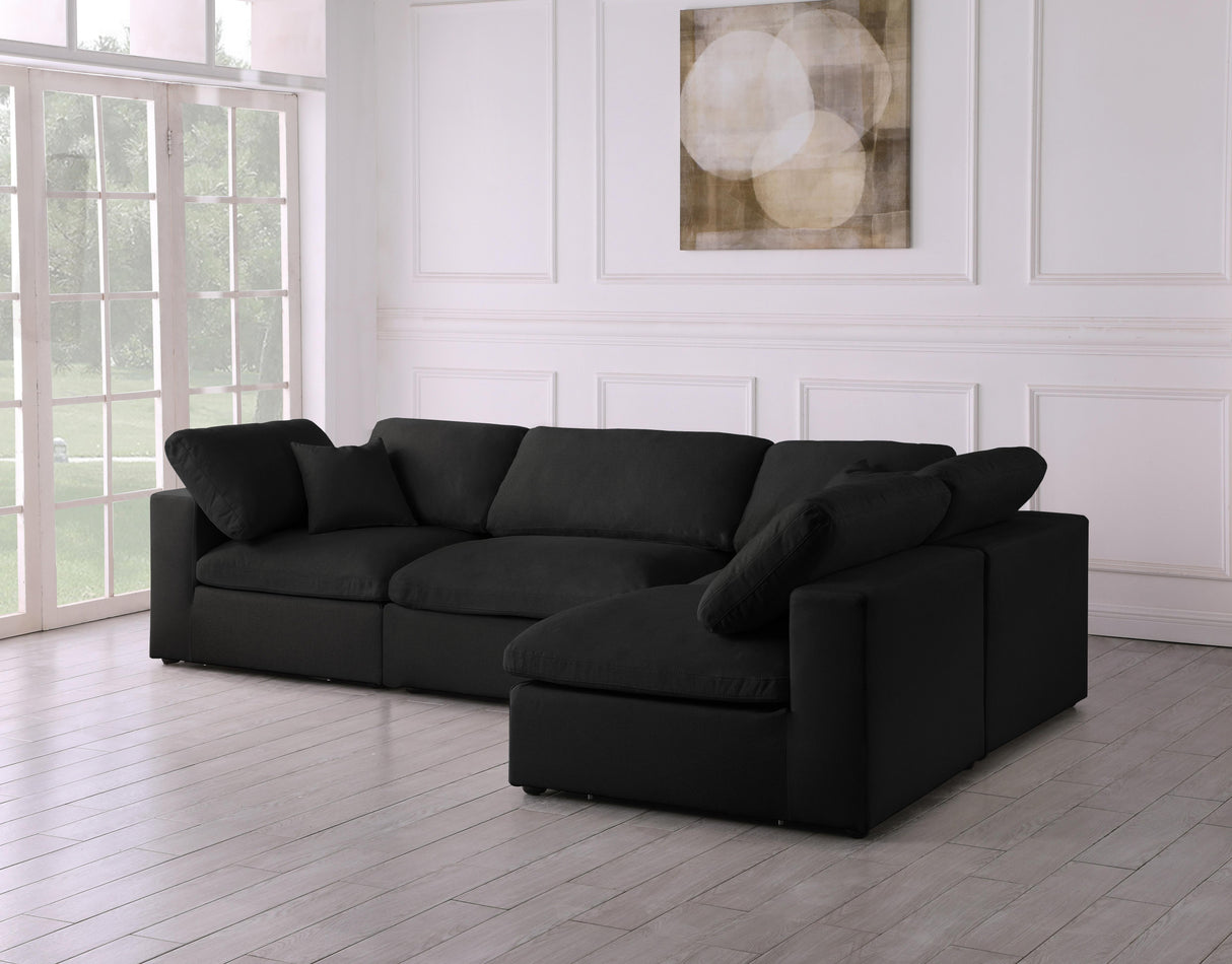 Serene Black Linen Fabric Deluxe Cloud Modular Sectional - galleria furniture outlet