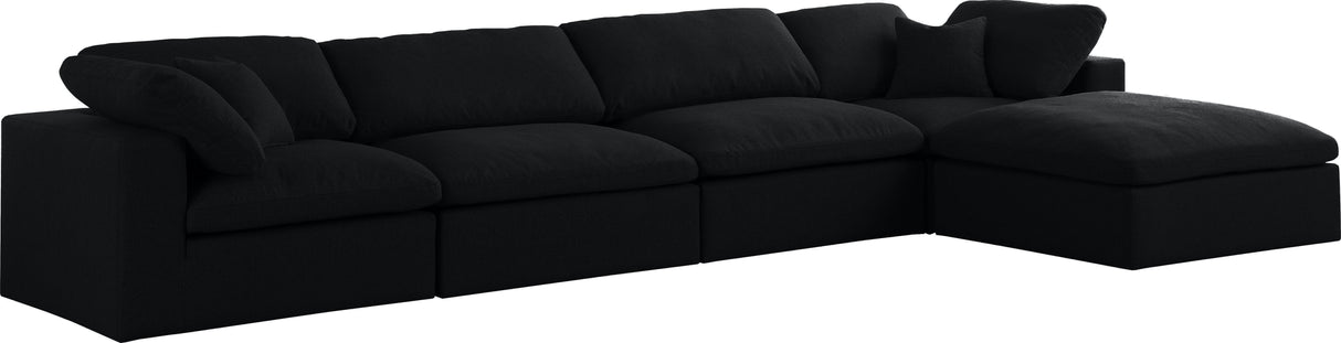 Serene Black Linen Fabric Deluxe Cloud Modular Sectional - galleria furniture outlet