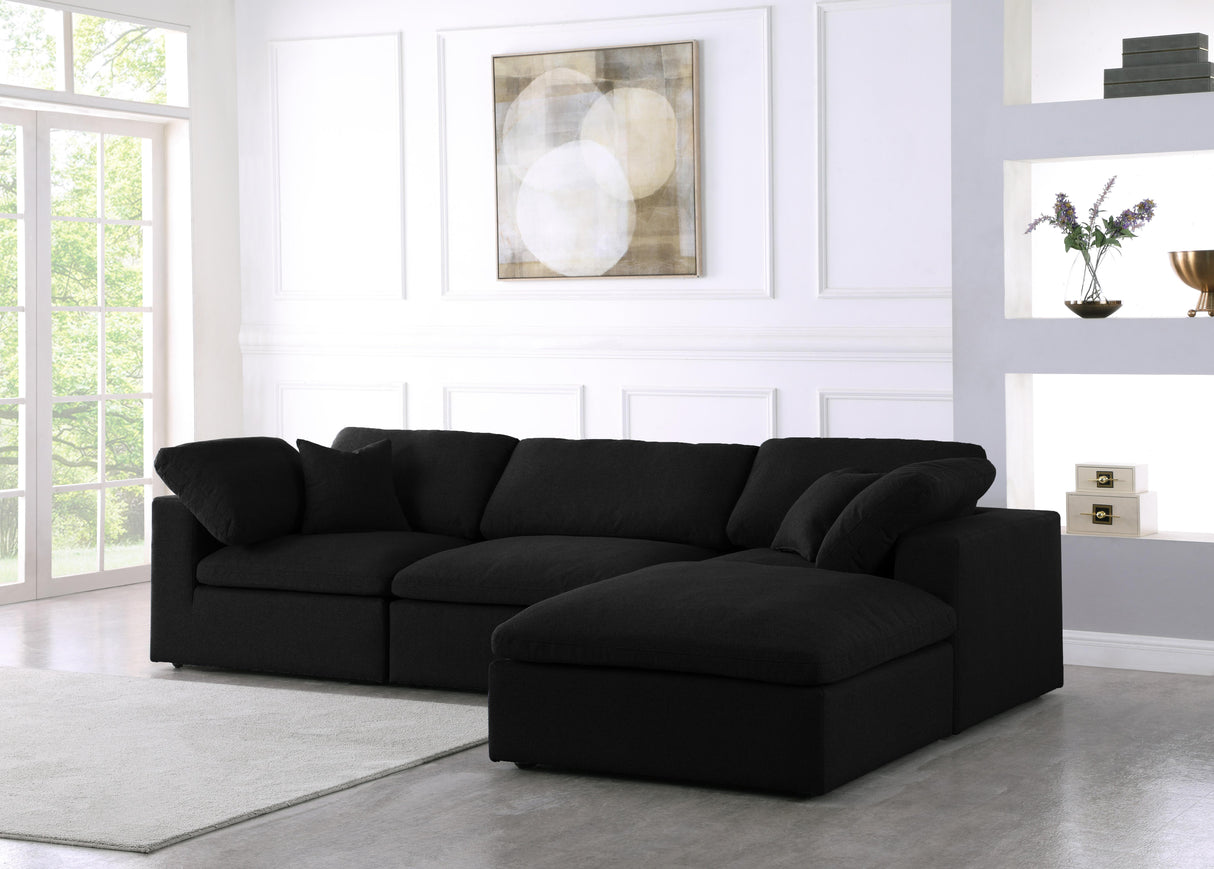 Serene Black Linen Fabric Deluxe Cloud Modular Sectional - galleria furniture outlet