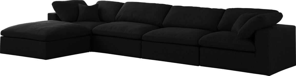 Serene Black Linen Fabric Deluxe Cloud Modular Sectional - galleria furniture outlet