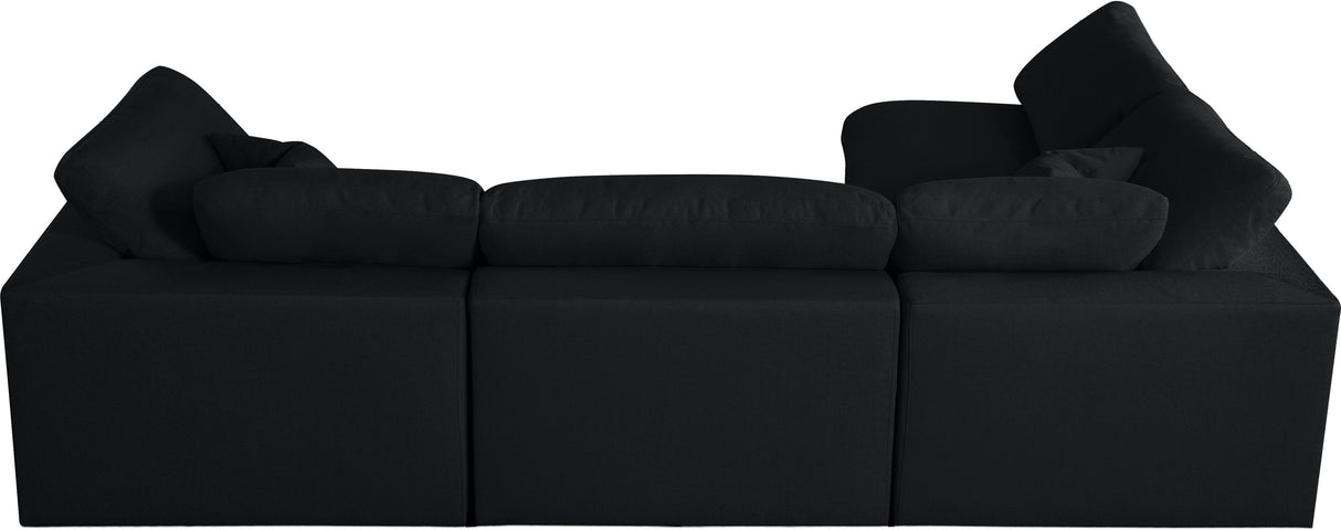 Serene Black Linen Fabric Deluxe Cloud Modular Sectional - galleria furniture outlet
