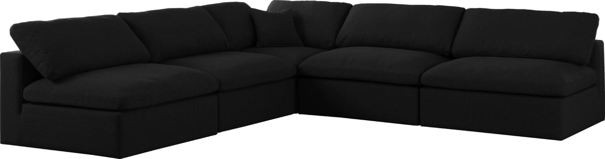 Serene Black Linen Fabric Deluxe Cloud Modular Sectional - galleria furniture outlet