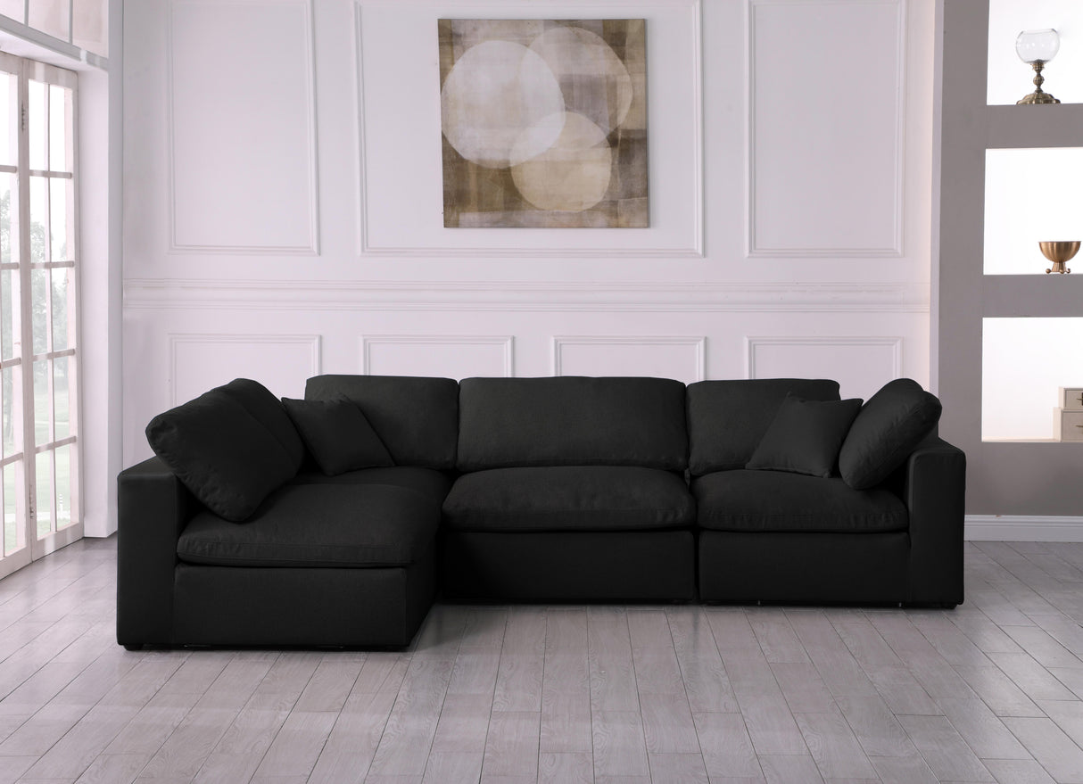 Serene Black Linen Fabric Deluxe Cloud Modular Sectional - galleria furniture outlet