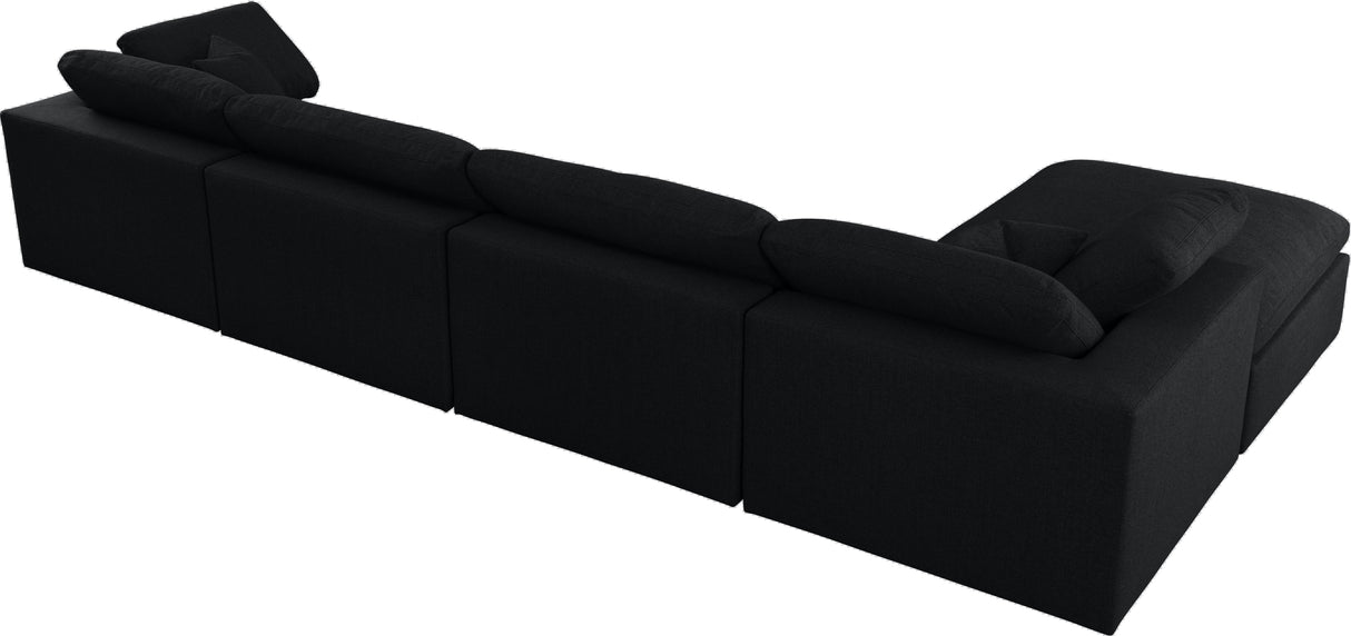 Serene Black Linen Fabric Deluxe Cloud Modular Sectional - galleria furniture outlet