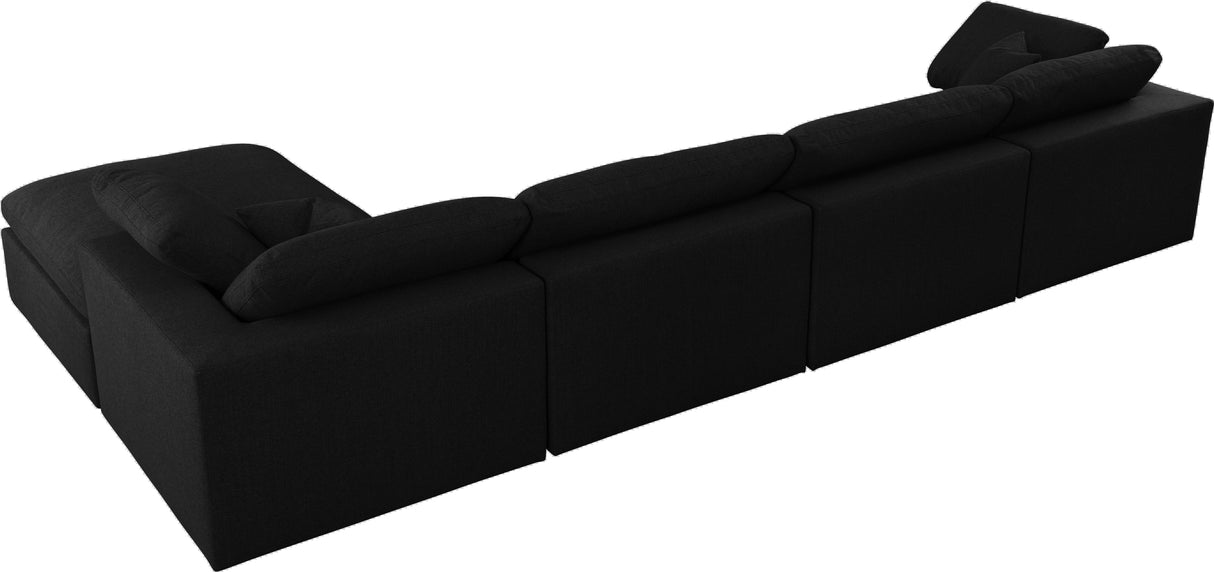 Serene Black Linen Fabric Deluxe Cloud Modular Sectional - galleria furniture outlet