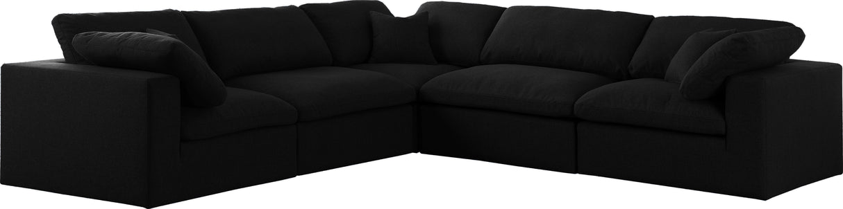Serene Black Linen Fabric Deluxe Cloud Modular Sectional - galleria furniture outlet