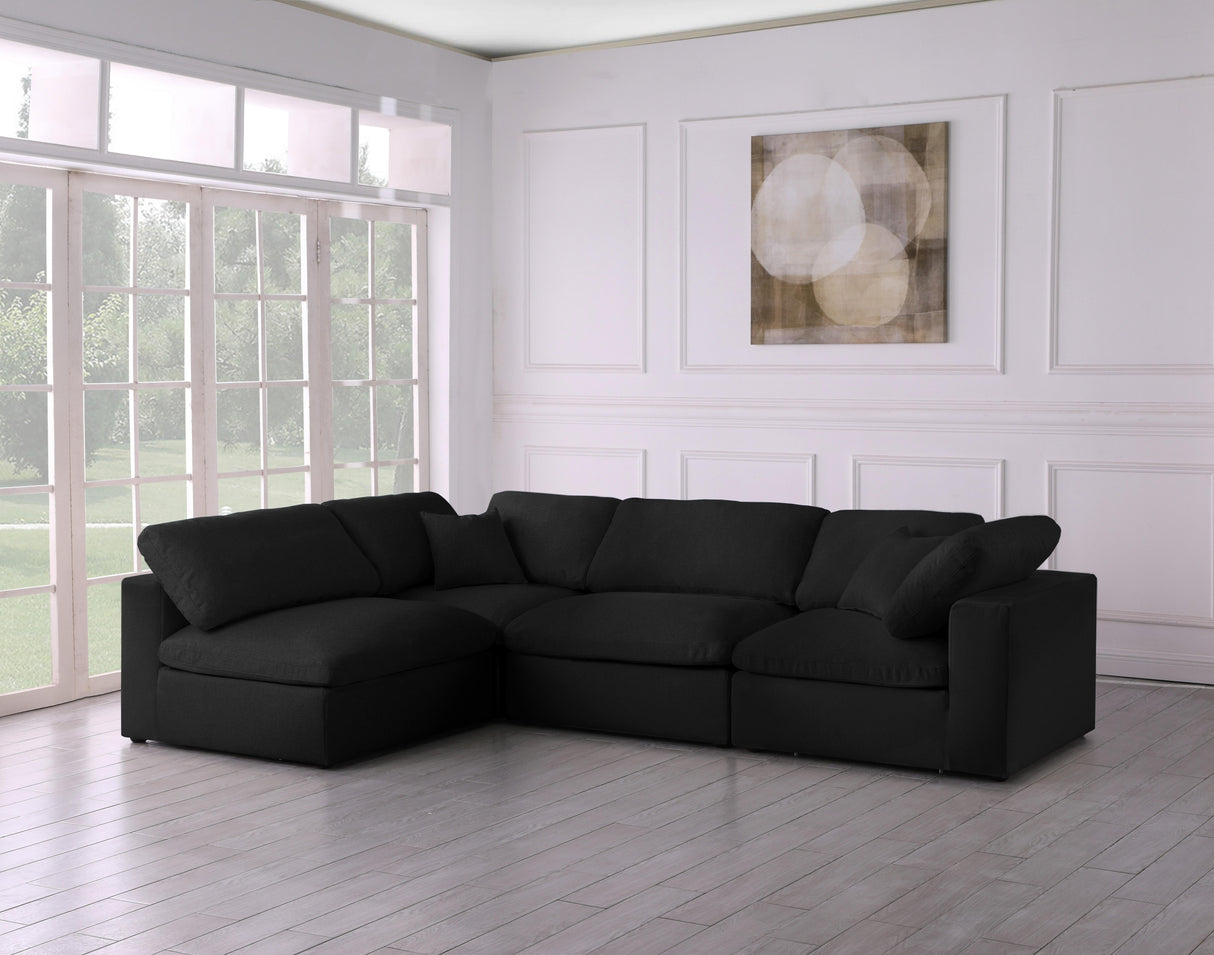 Serene Black Linen Fabric Deluxe Cloud Modular Sectional - galleria furniture outlet