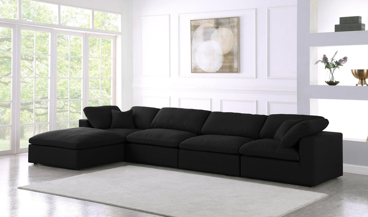 Serene Black Linen Fabric Deluxe Cloud Modular Sectional - galleria furniture outlet